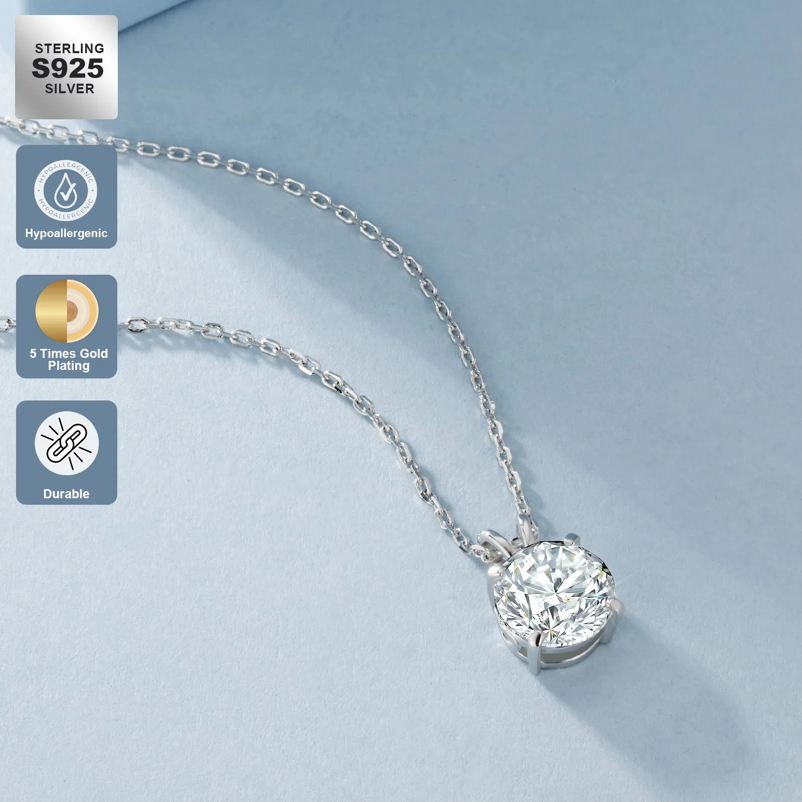 0.5~4.0 Carats VVS1 Moissanite Round Pendant Necklace for Women 0407