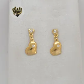 (1-1126-1) Gold Laminate - Heart Long Earrings - BGO