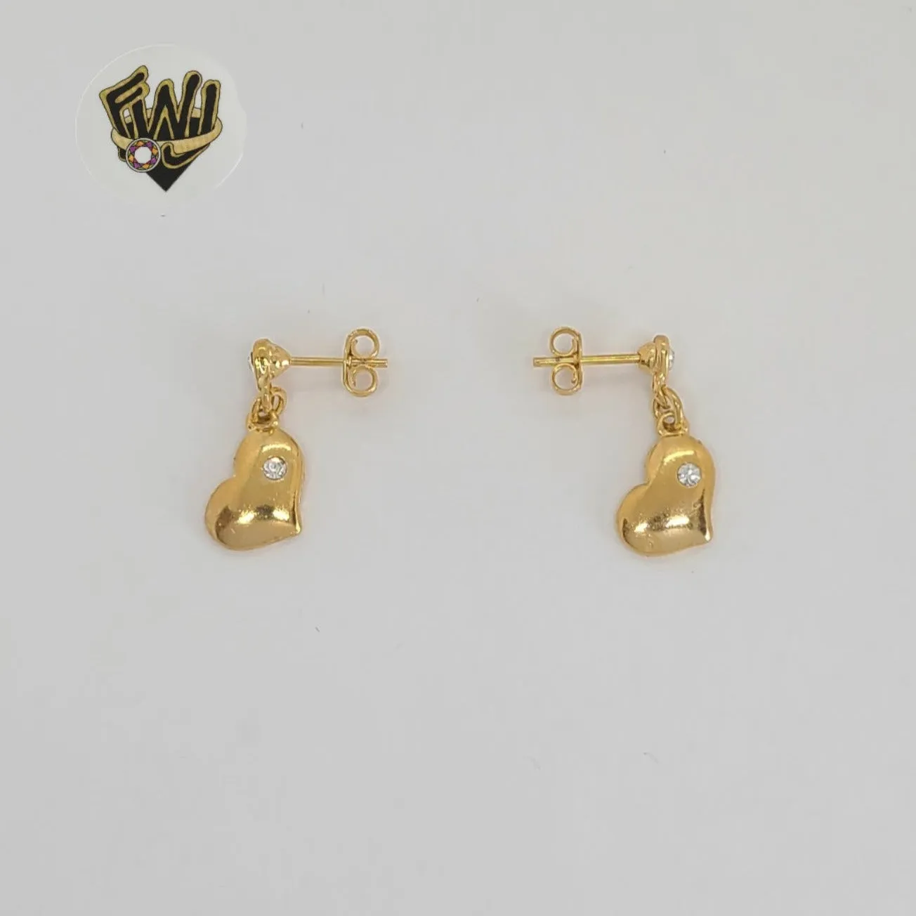 (1-1126-1) Gold Laminate - Heart Long Earrings - BGO