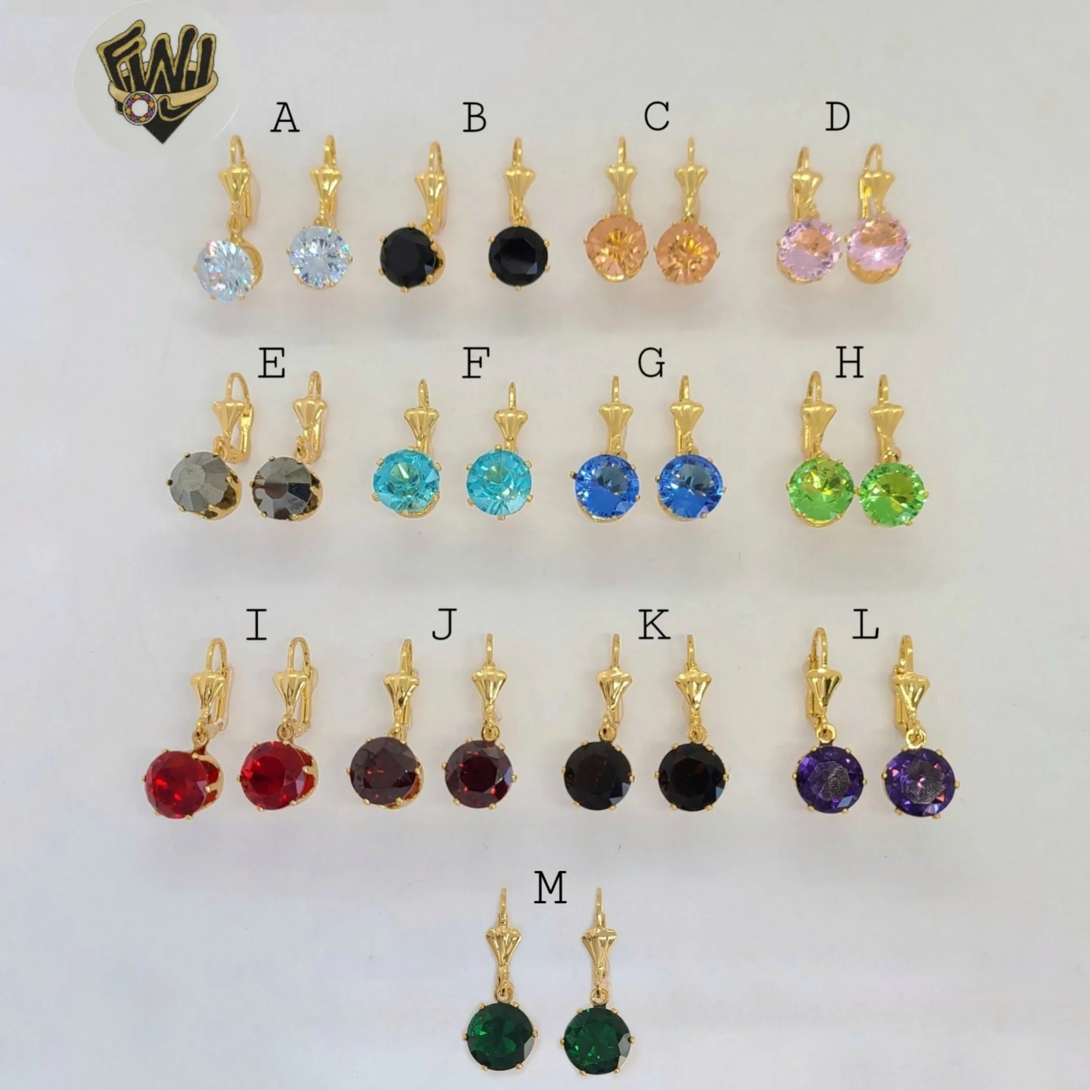 (1-1166) Gold Laminate - Multicolor Dangling Earrings - BGO