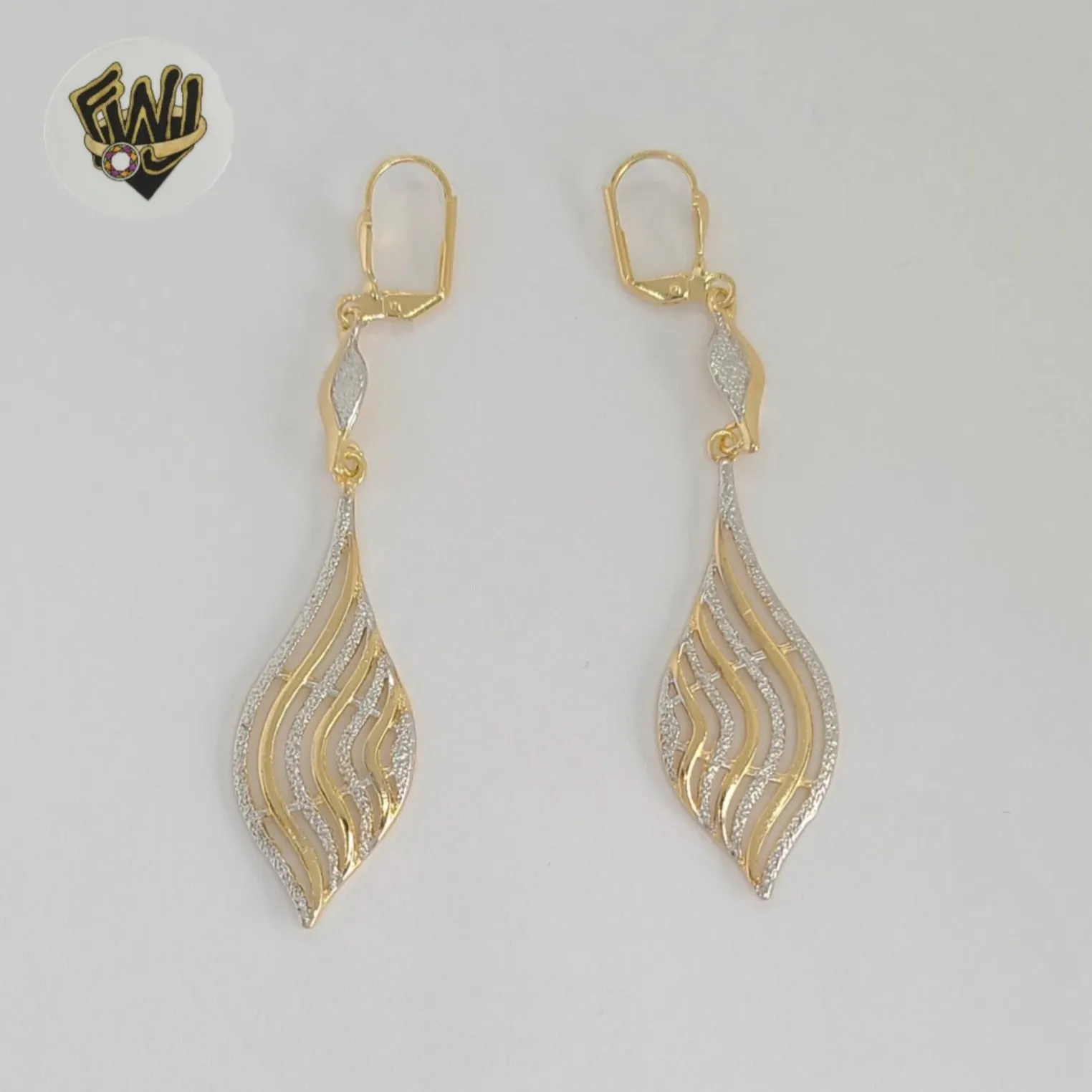 (1-1219) Gold Laminate - Two Tones Long Earrings - BGF