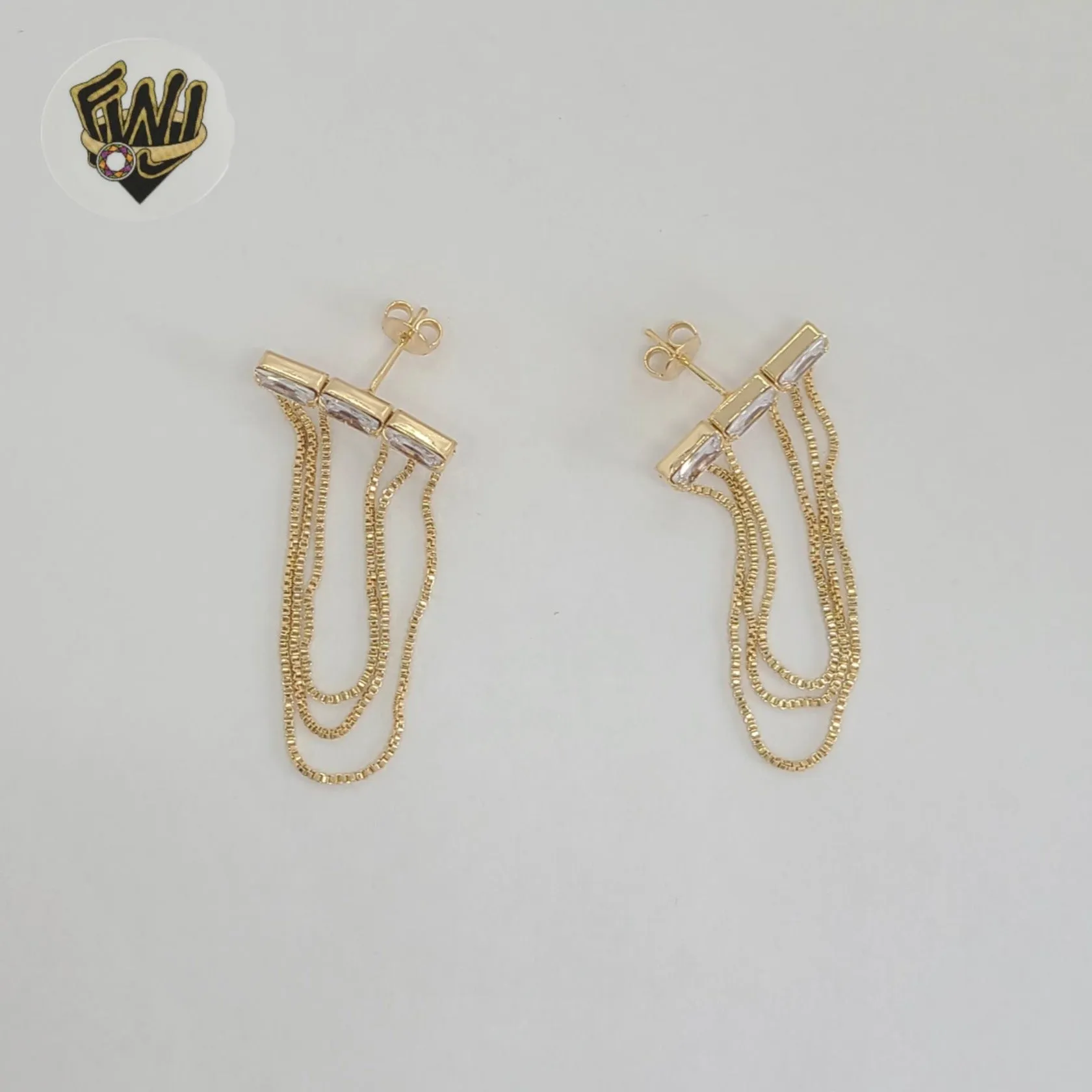 (1-1241-6) Gold Laminate - Dangle Chains and Zircon Earrings - BGF