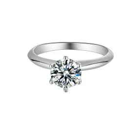 1 CT Moissanite Engagement Ring 18K White Gold