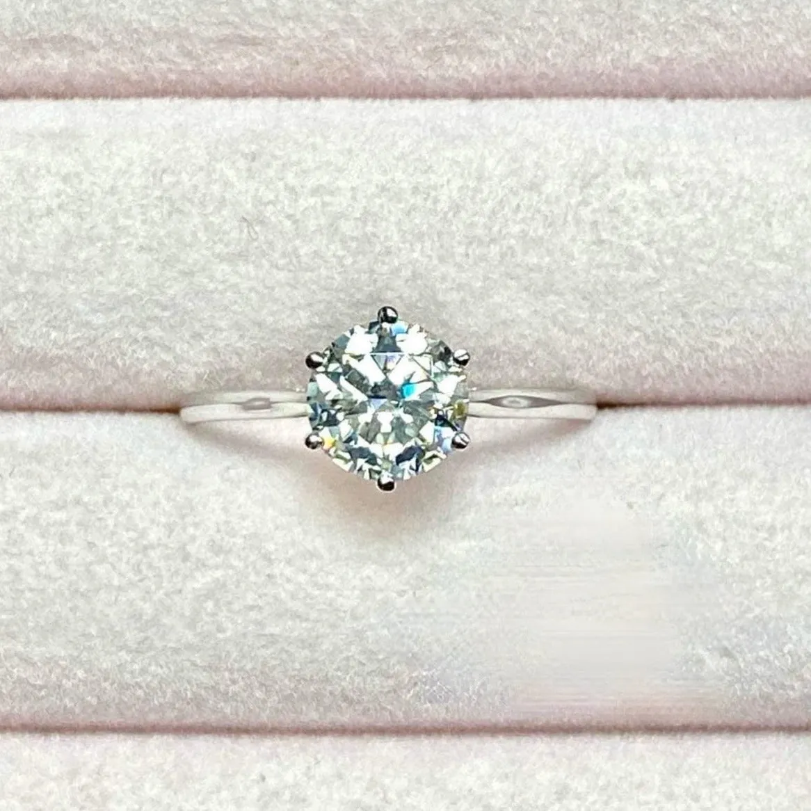 1 CT Moissanite Engagement Ring 18K White Gold