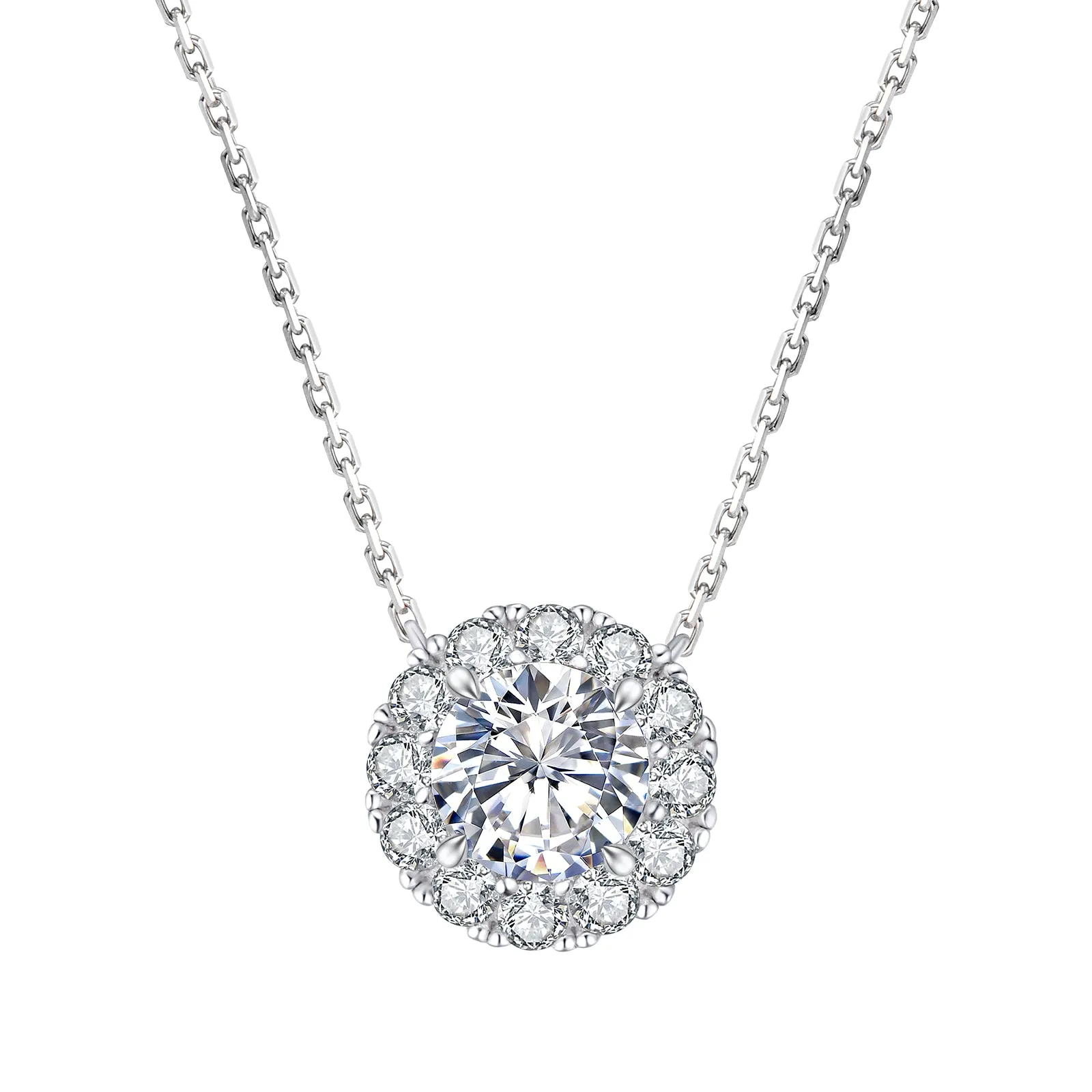 1.0~2.0 Carats VVS1 Moissanite Round Vintage Sparkling Pendant Necklace for Women 0299