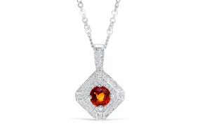 1.07 CT Pave Orange Sapphire Diamond Pendant OSPEN001