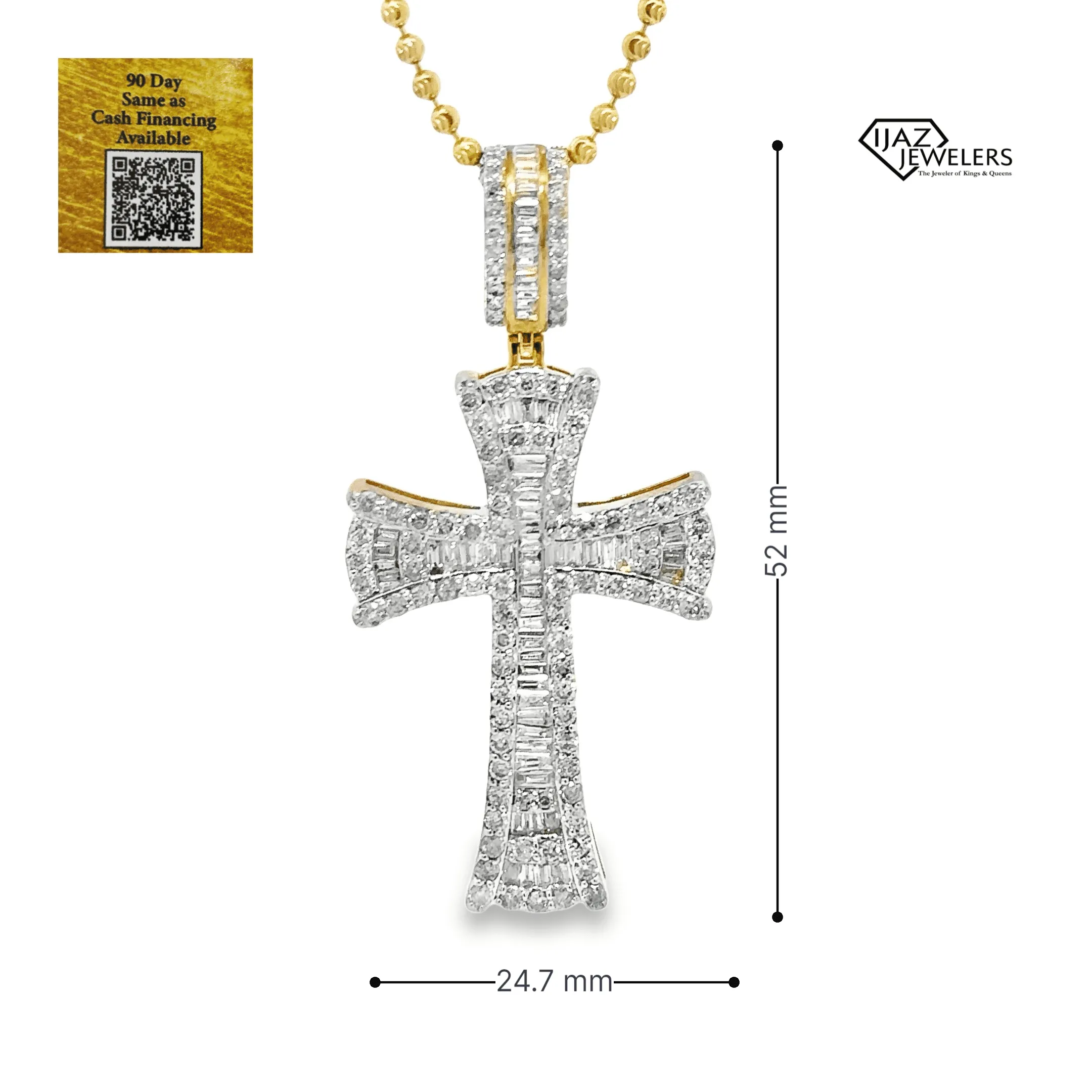 10K Gold 2.25 CTW Diamond Cross Charm