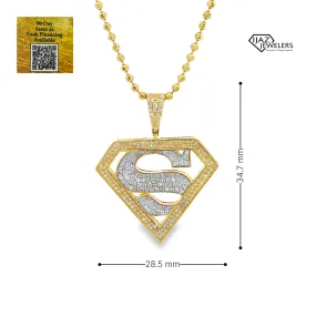 10K Gold Two Tone 0.74 CTW Diamond Superman Style Charm