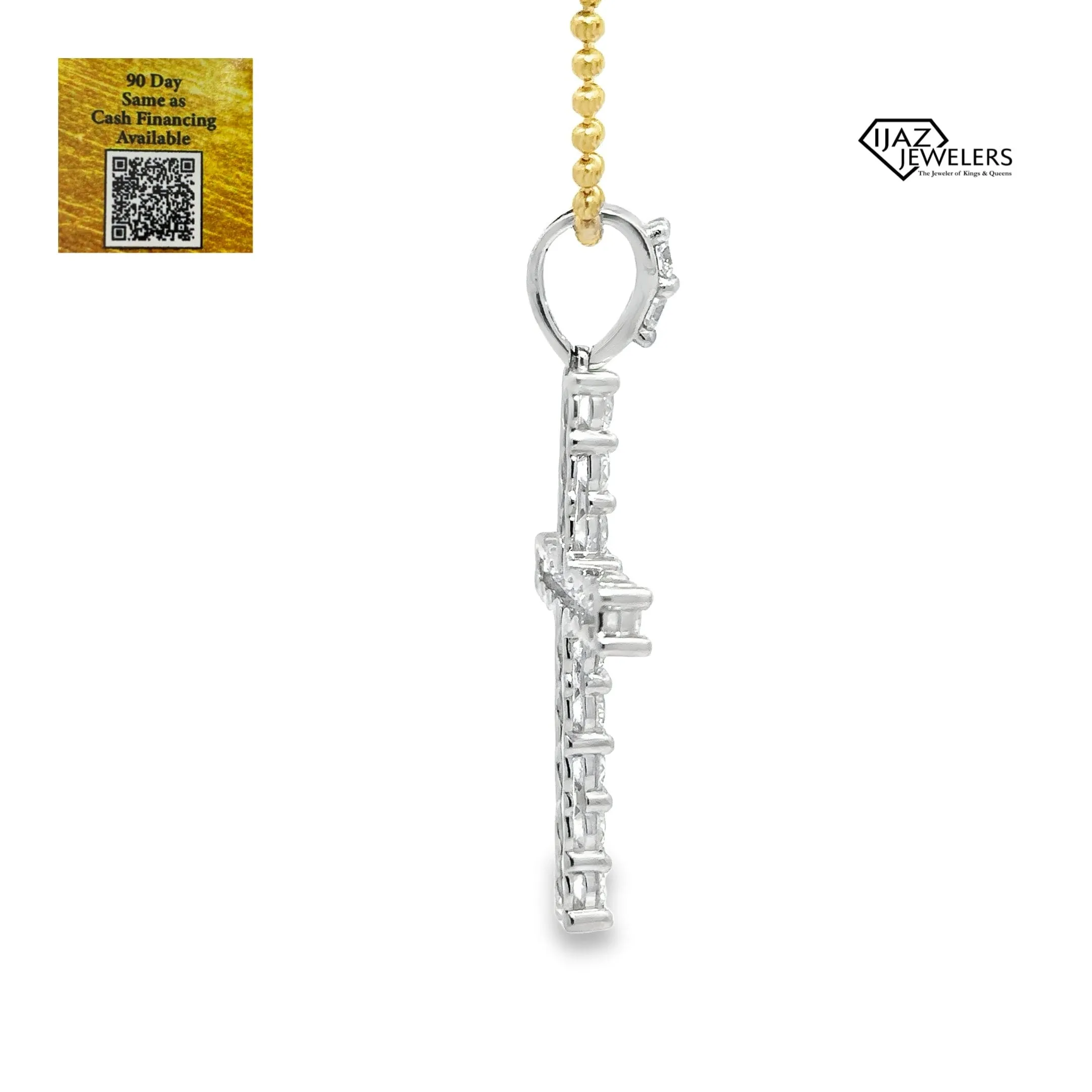 10K White Gold 4.00 CTW Diamond Cross Charm