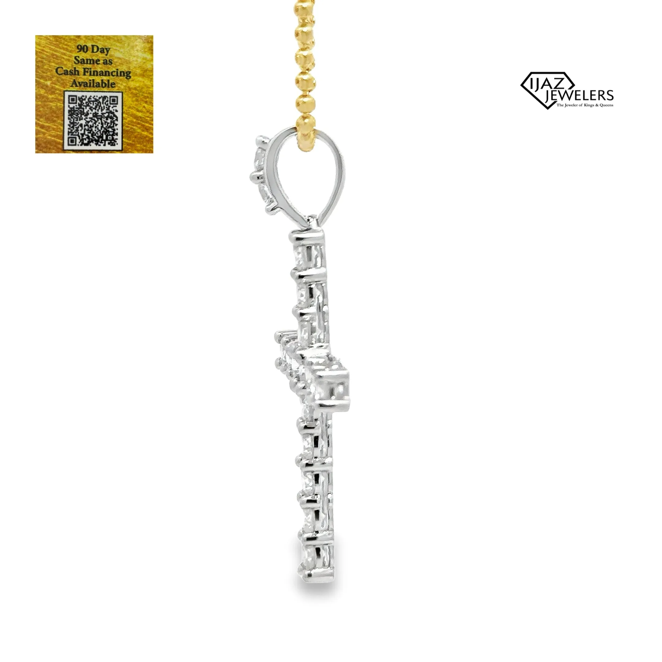 10K White Gold 4.00 CTW Diamond Cross Charm