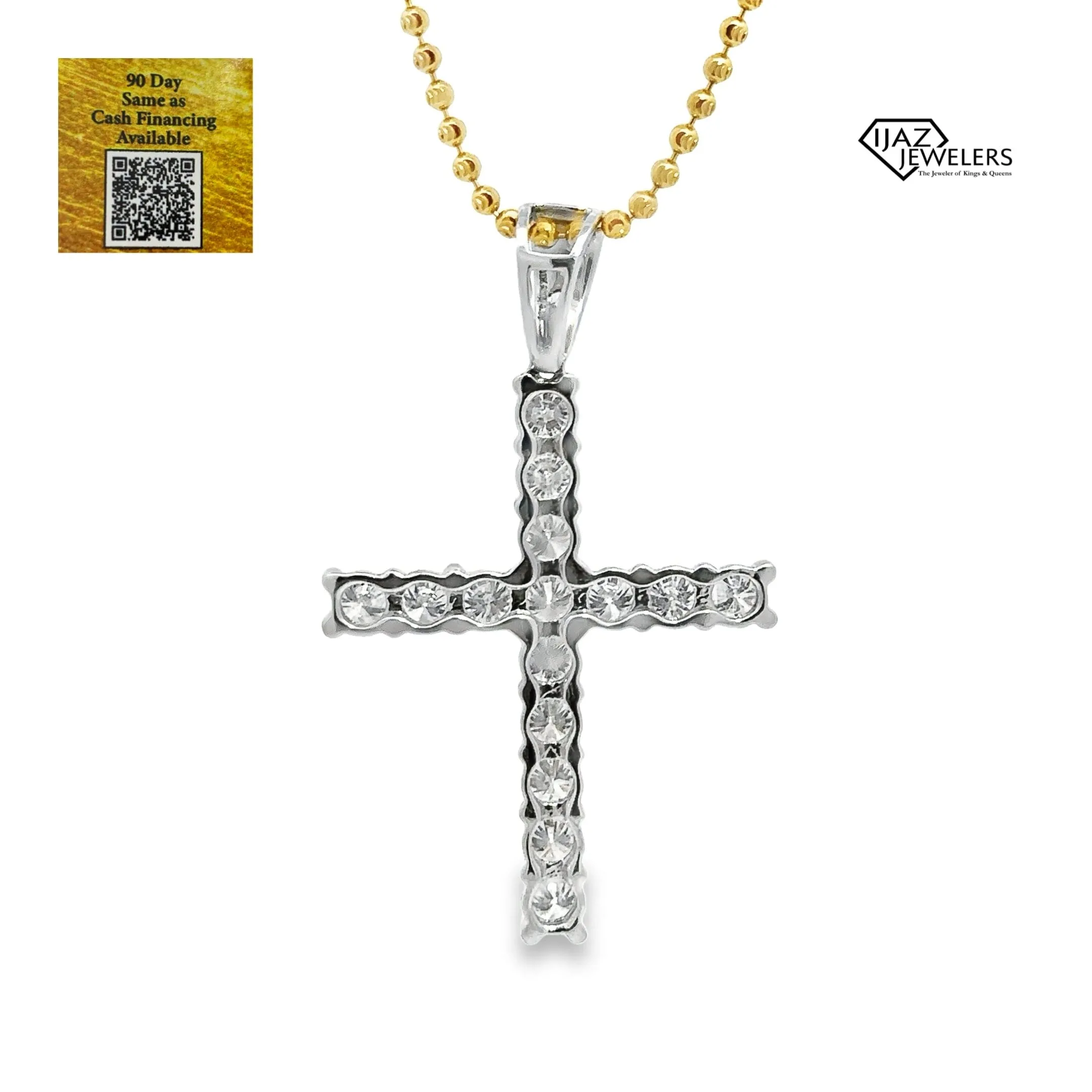 10K White Gold 4.00 CTW Diamond Cross Charm