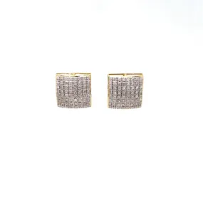 10K Yellow Gold 0.38Ctw Diamond Square Earrings