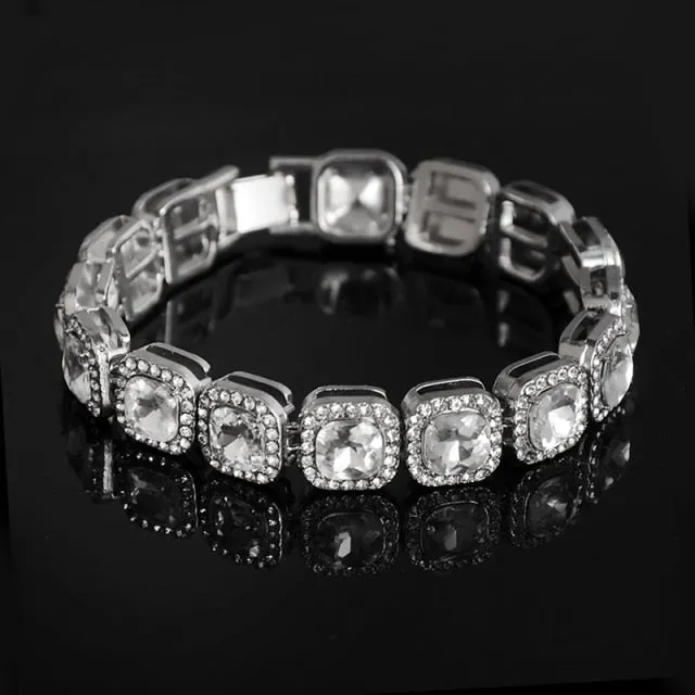 12MM Micro Pave Prong Cubic Zircon Alloy Tennis Chain & Bracelet Bling