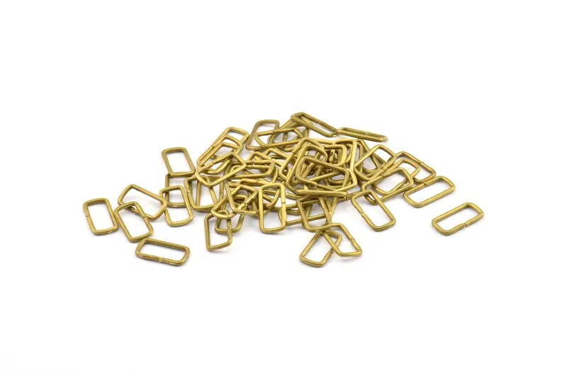 13mm Rectangle Jump Ring - 50 Raw Brass Rectangle Connectors Jump Rings (13.5x7mm) D0235--Y014