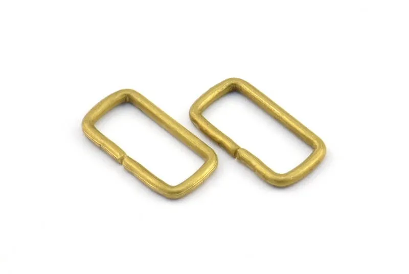 13mm Rectangle Jump Ring - 50 Raw Brass Rectangle Connectors Jump Rings (13.5x7mm) D0235--Y014