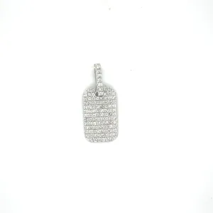 14K White Gold Diamond Dog Tag Charm