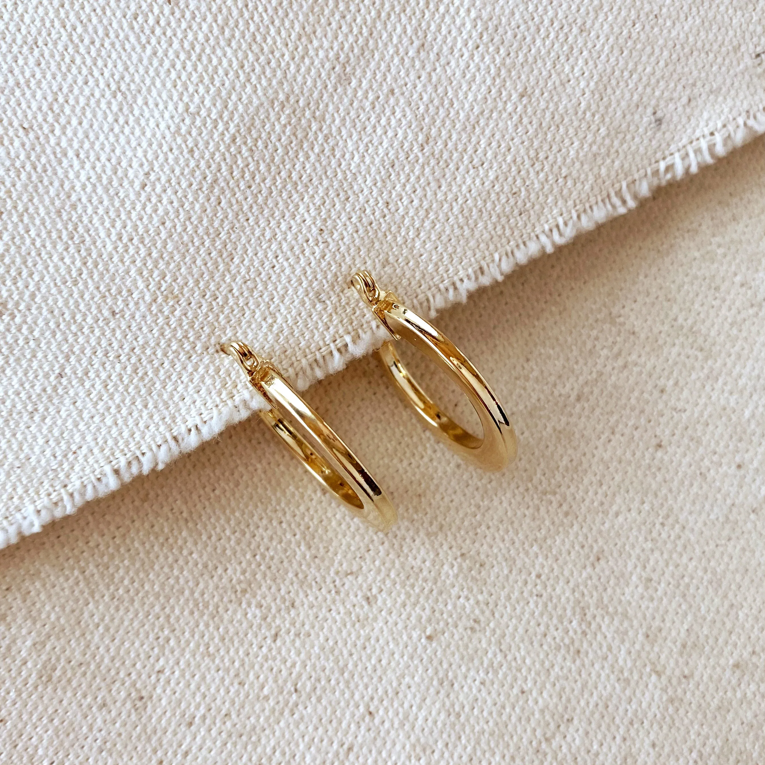 18k Gold Filled Flat Hoop Earrings