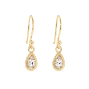 18K Gold Pear-Shaped White Topaz Boulder Drop Earring