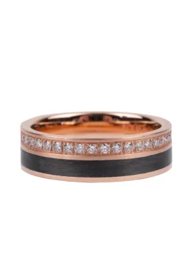 18K Rose Gold & Carbon Fiber Diamond Half Band