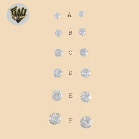 (2-3005) 925 Sterling Silver - Round Zircon Stud Earrings.