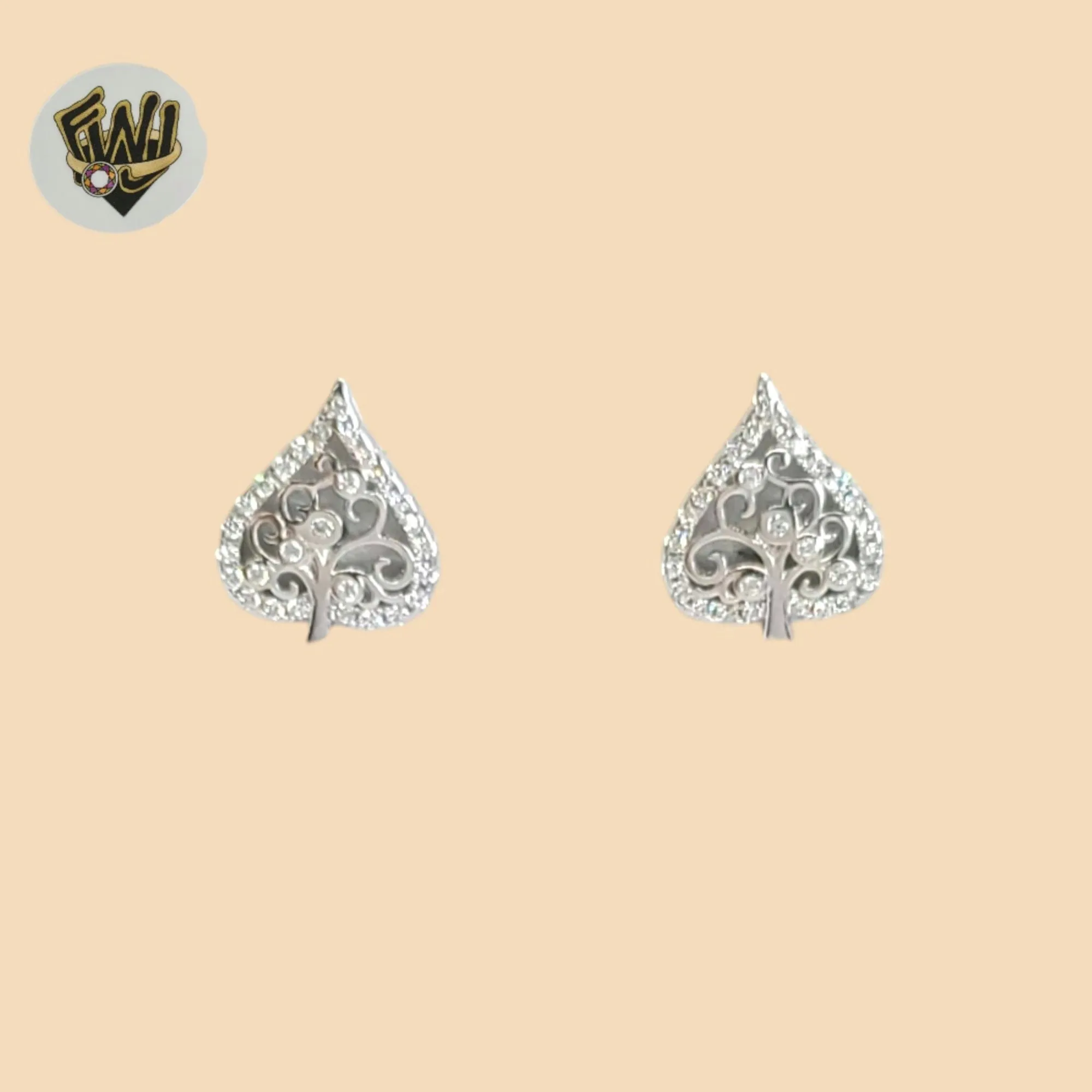 (2-3065-1) 925 Sterling Silver - Tree of Life Stud Earrings.