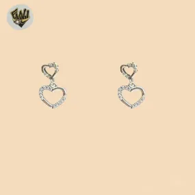 (2-3177) 925 Sterling Silver - Heart Dangle Earrings.