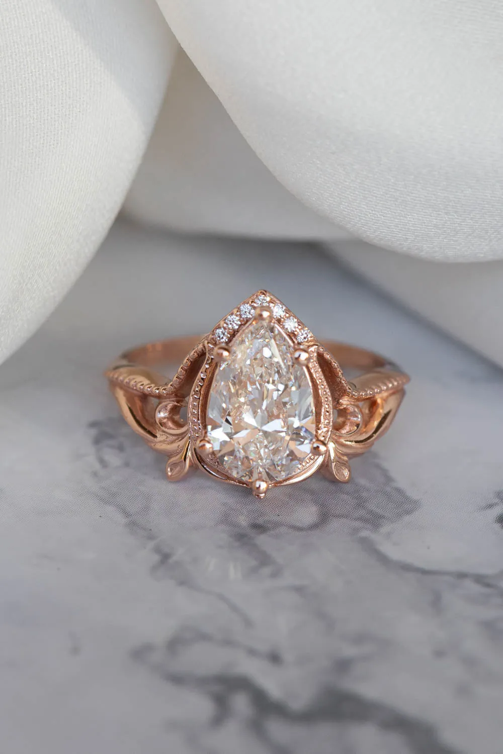 2 carat lab grown diamond engagement ring, statement rose gold ring with diamonds  / Lida