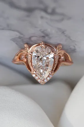 2 carat lab grown diamond engagement ring, statement rose gold ring with diamonds  / Lida