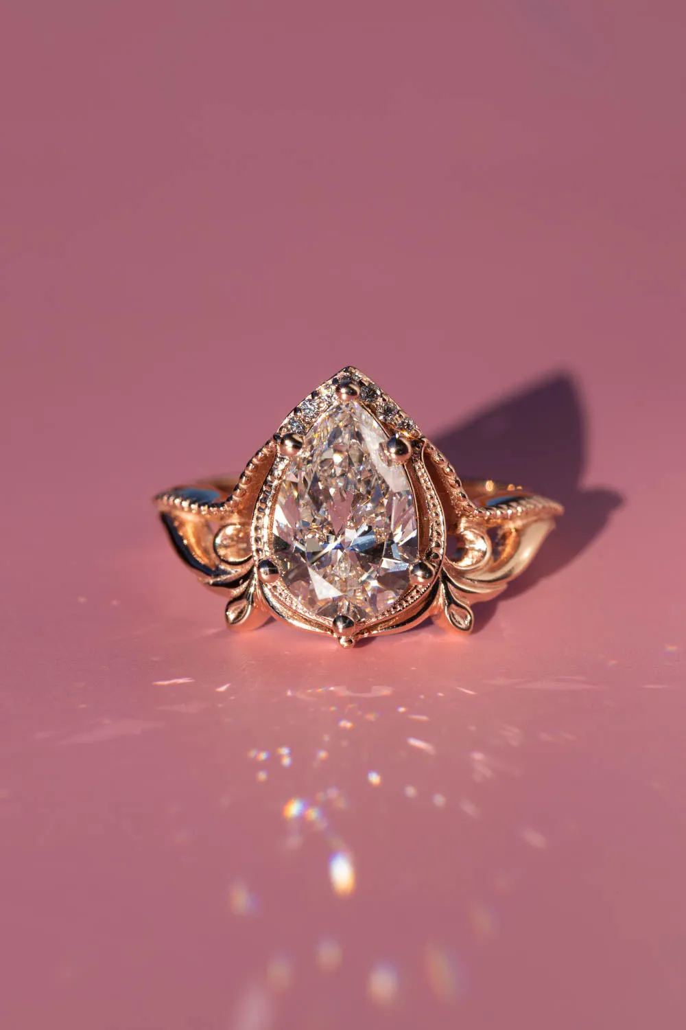 2 carat lab grown diamond engagement ring, statement rose gold ring with diamonds  / Lida