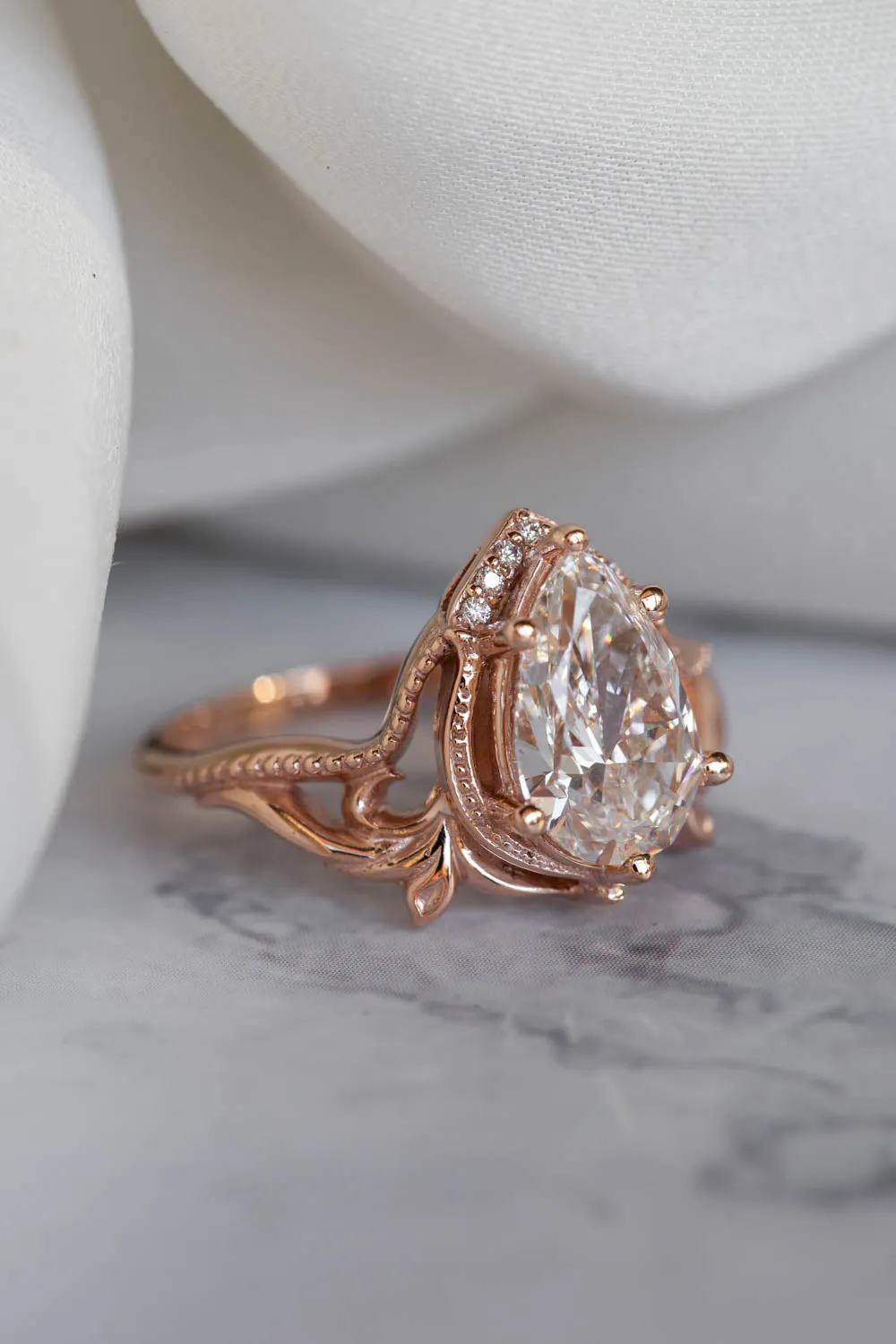 2 carat lab grown diamond engagement ring, statement rose gold ring with diamonds  / Lida