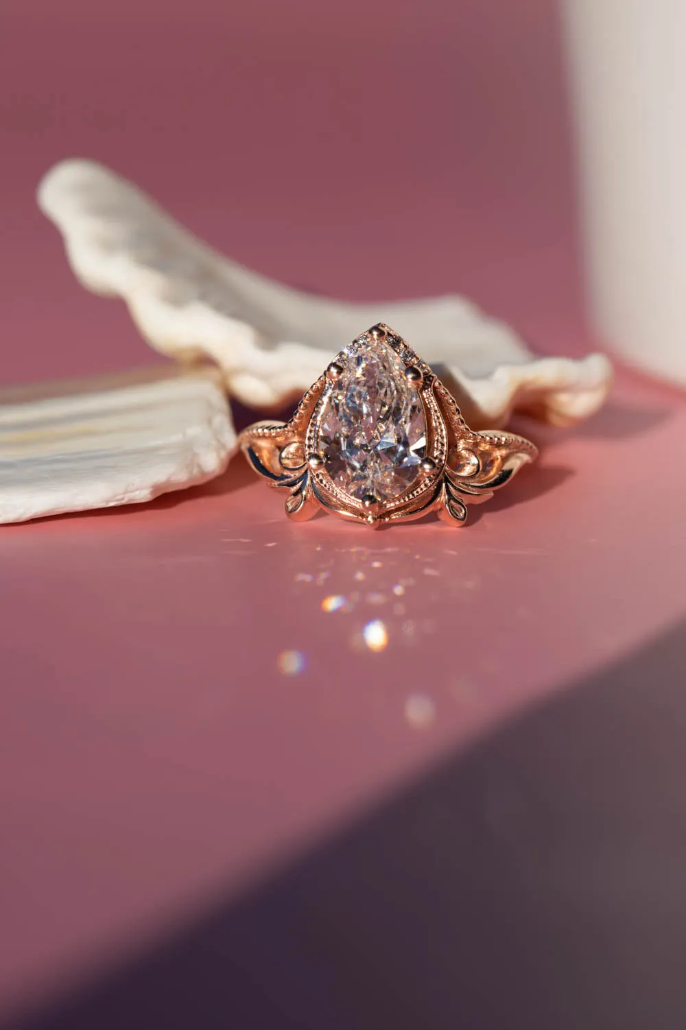 2 carat lab grown diamond engagement ring, statement rose gold ring with diamonds  / Lida