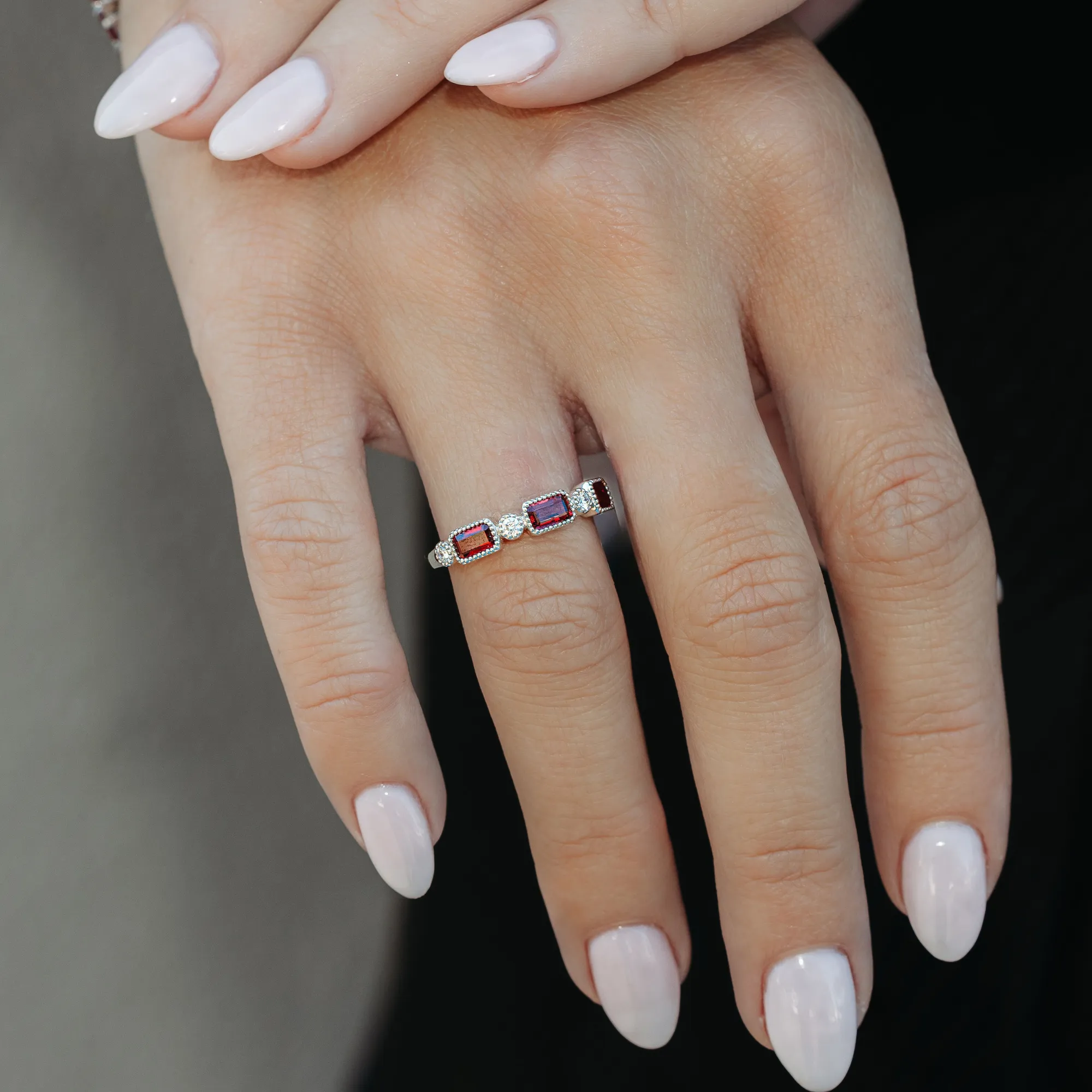 3 Emerald Cut Ruby & Diamond Ring