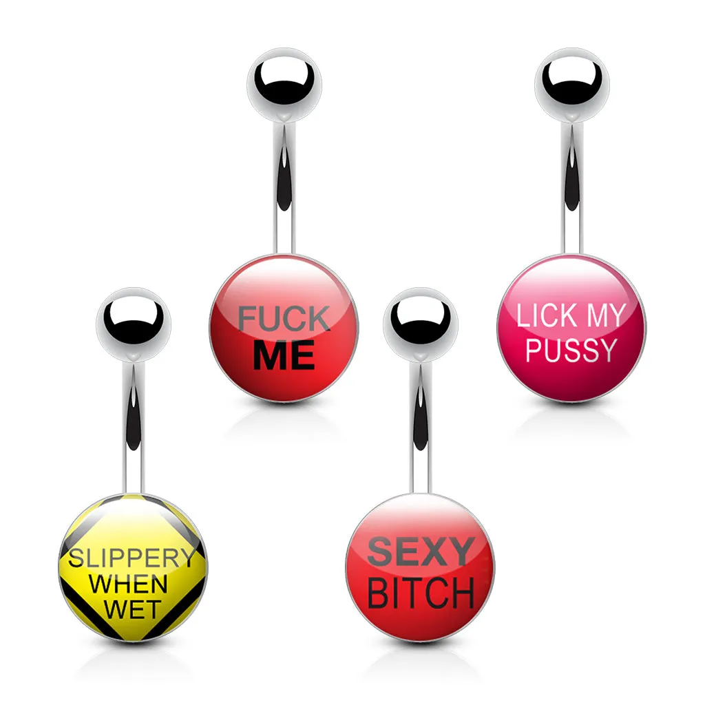 4 Pieces of Value Pack Naughty Words 316L Surgical Steel WildKlass Belly Button Rings