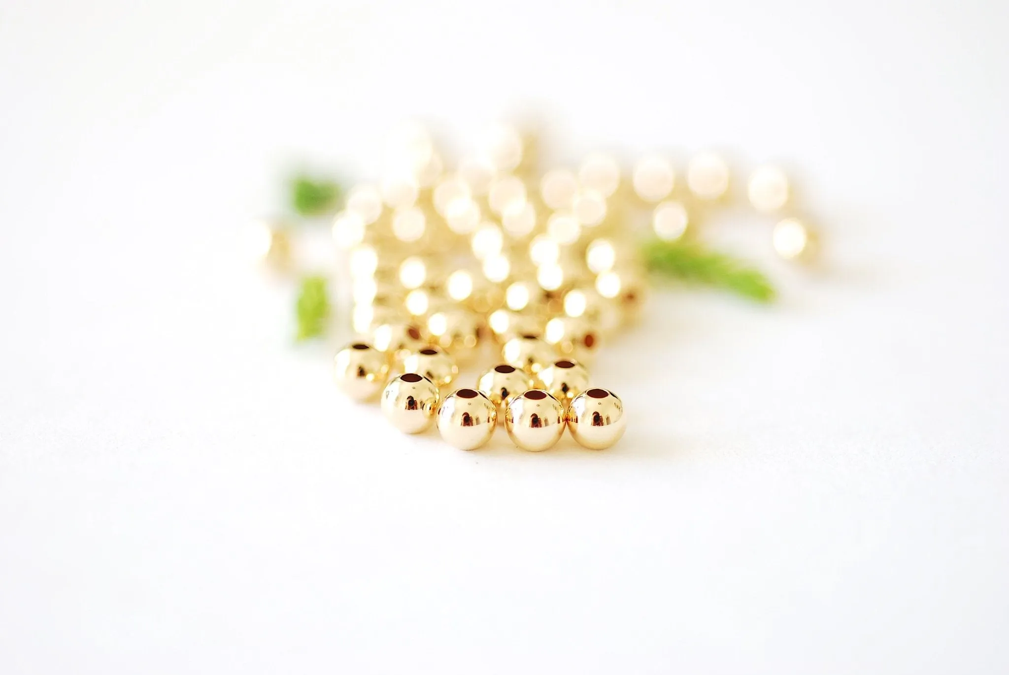 4.0mm Bead Gold-Filled 1.5mm Hole, (10 Pack) Wholesale Jewelry Making Beads