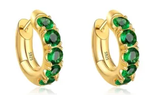 5 Emerald Stones Gold Earrings