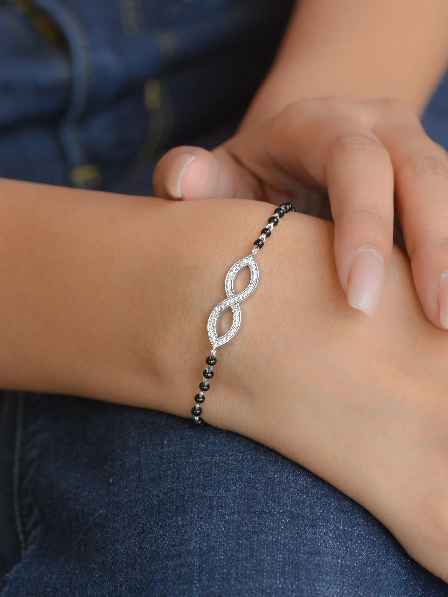 925 Sterling Silver Infinity Mangalsutra Bracelet For Women