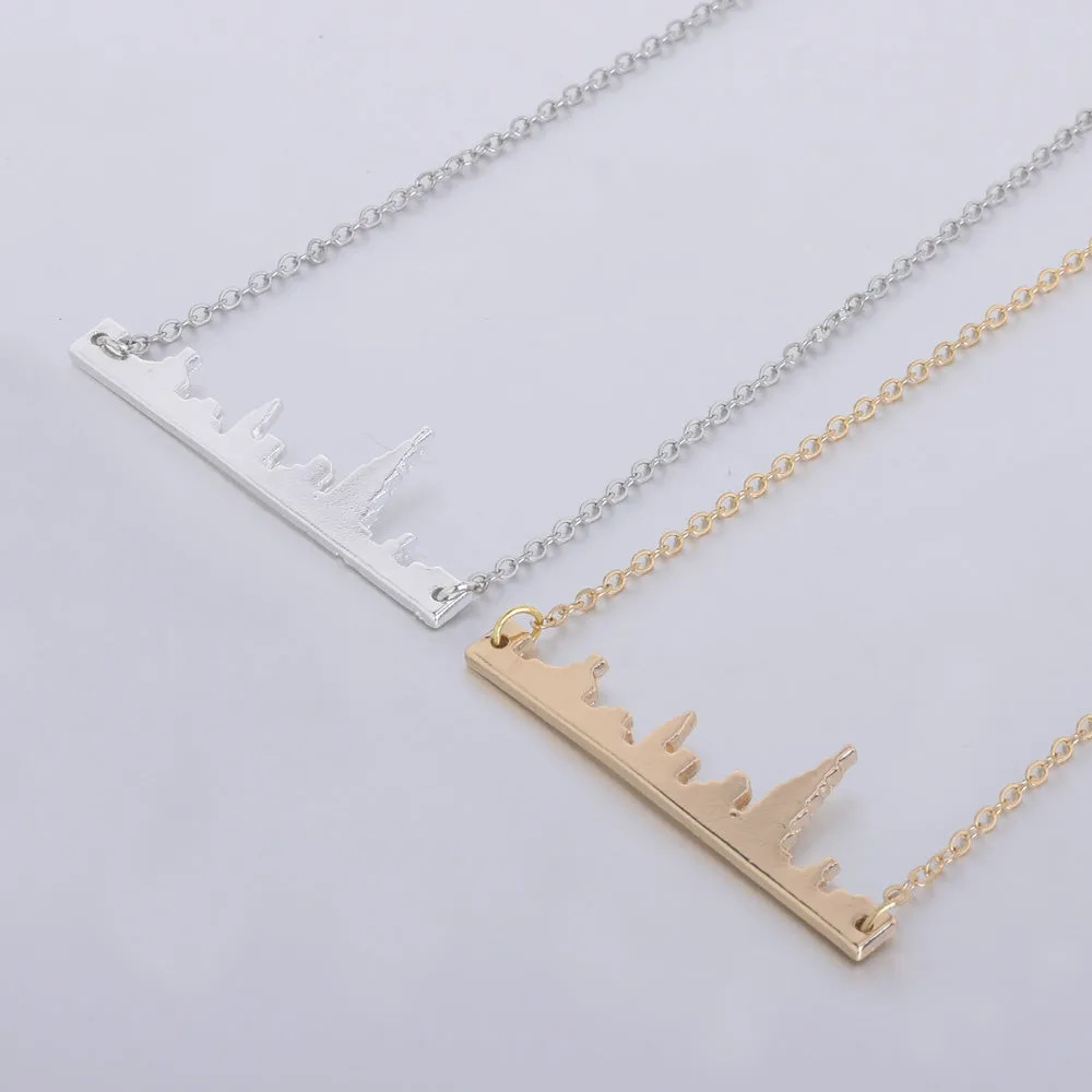 About 48*20mm City Necklace City Pendant Minimalist Necklace Jewelry visitors necklace Las Vegas Skyline Pendant Necklace silver 1pcs