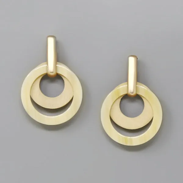 Acetate And Wood Circle Layer Earrings