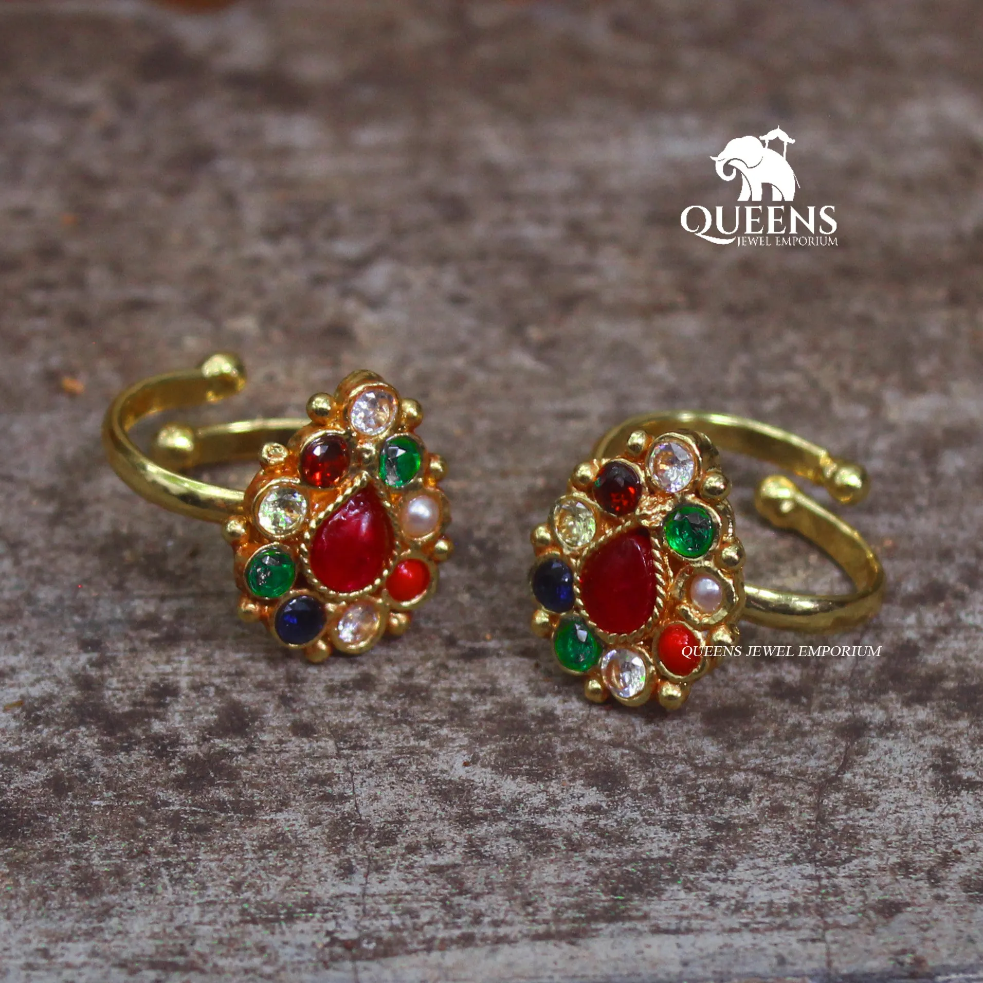 ADITI TOE RINGS - NAVARATNA