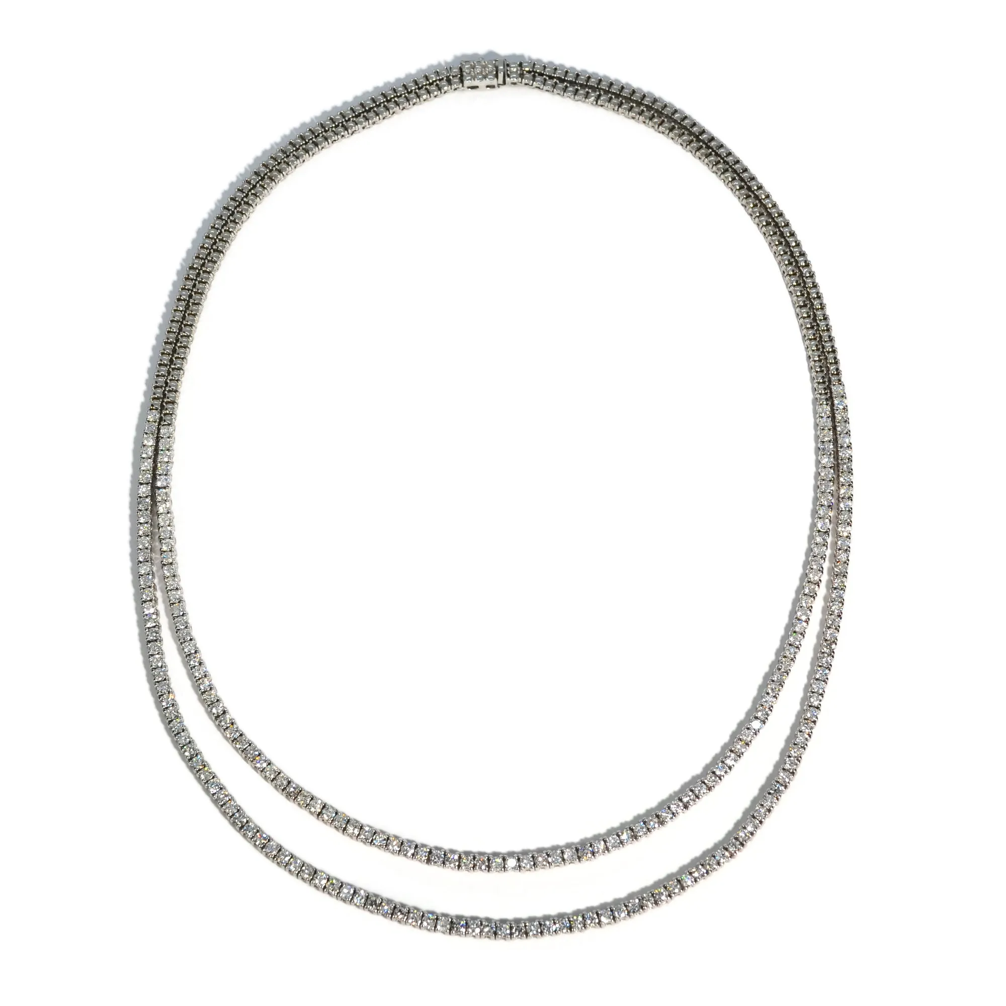 AFJ Diamond Collection - Double Strand Diamond Necklace, White Gold