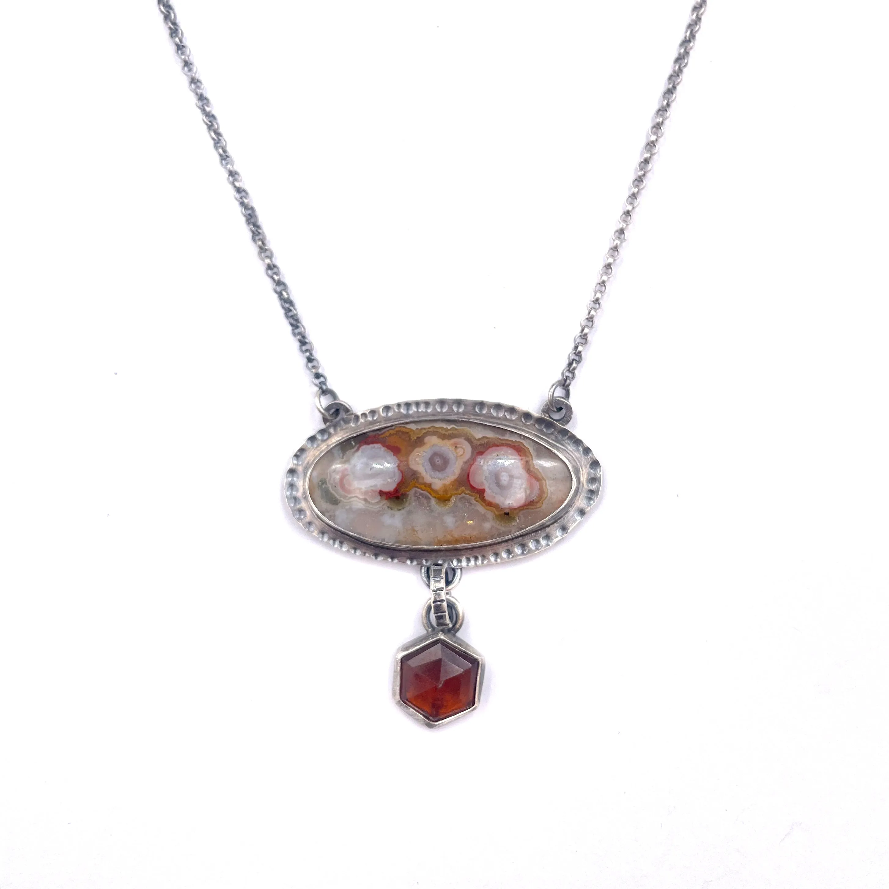 Agate and Garnet Drop Pendant