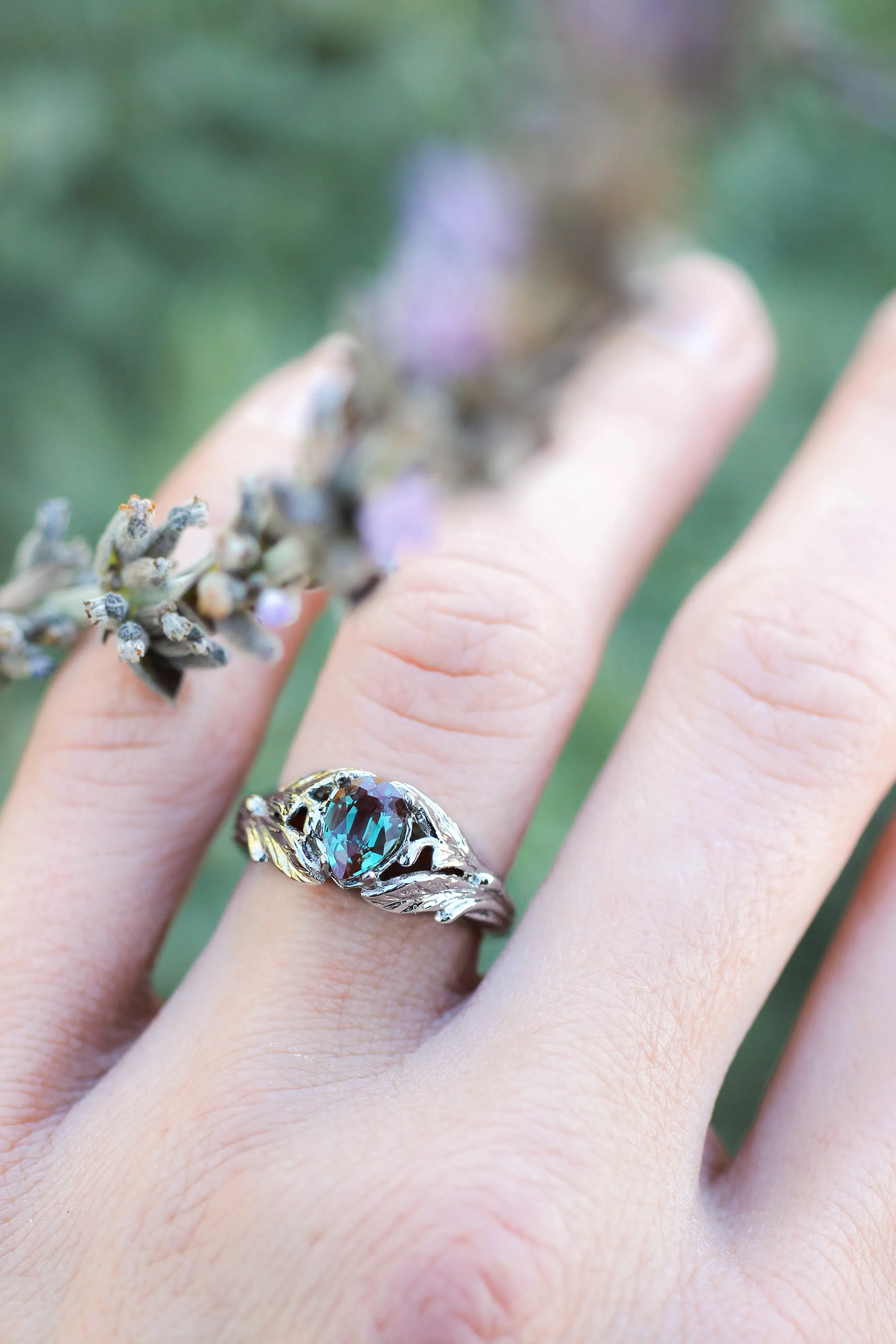 Alexandrite engagement ring, rose gold / Wisteria