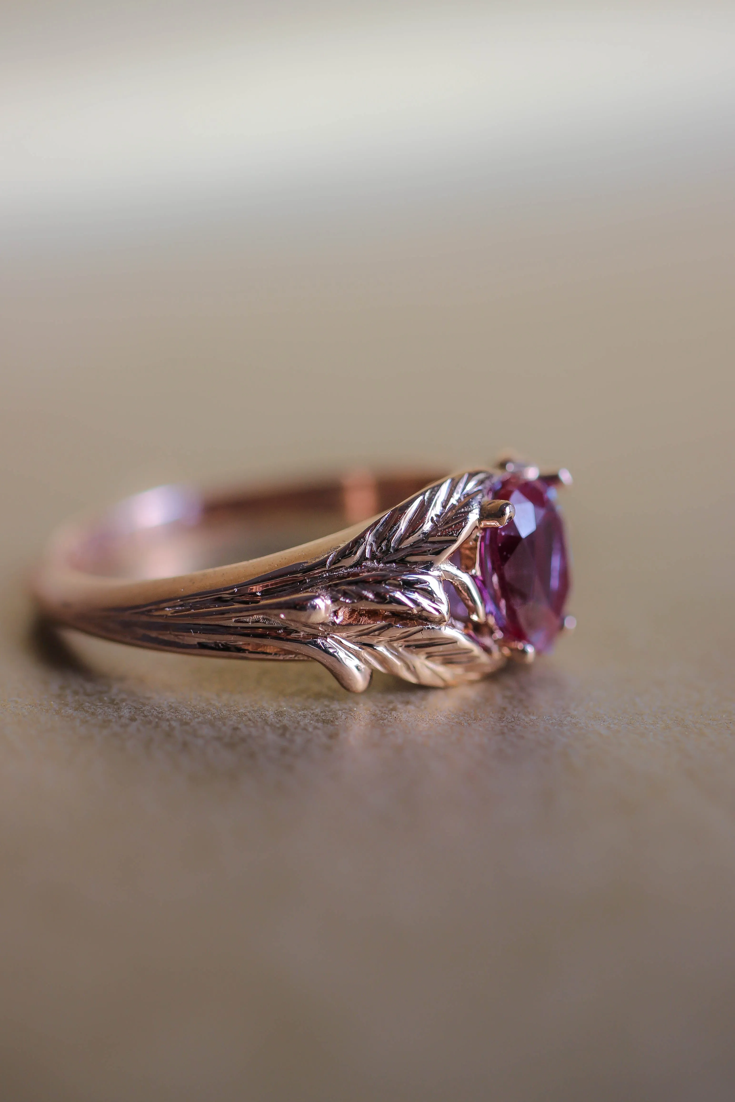 Alexandrite engagement ring, rose gold / Wisteria