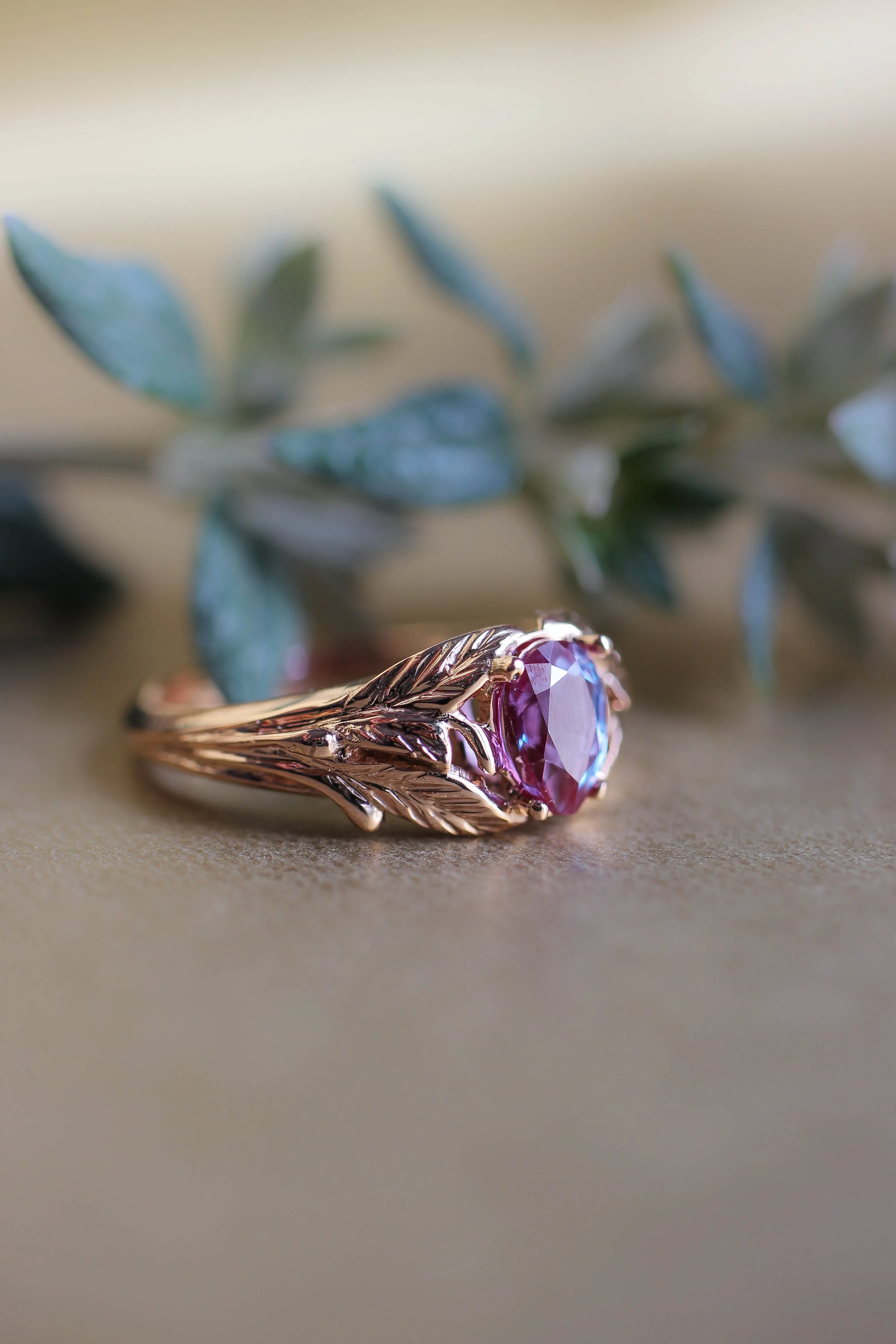 Alexandrite engagement ring, rose gold / Wisteria