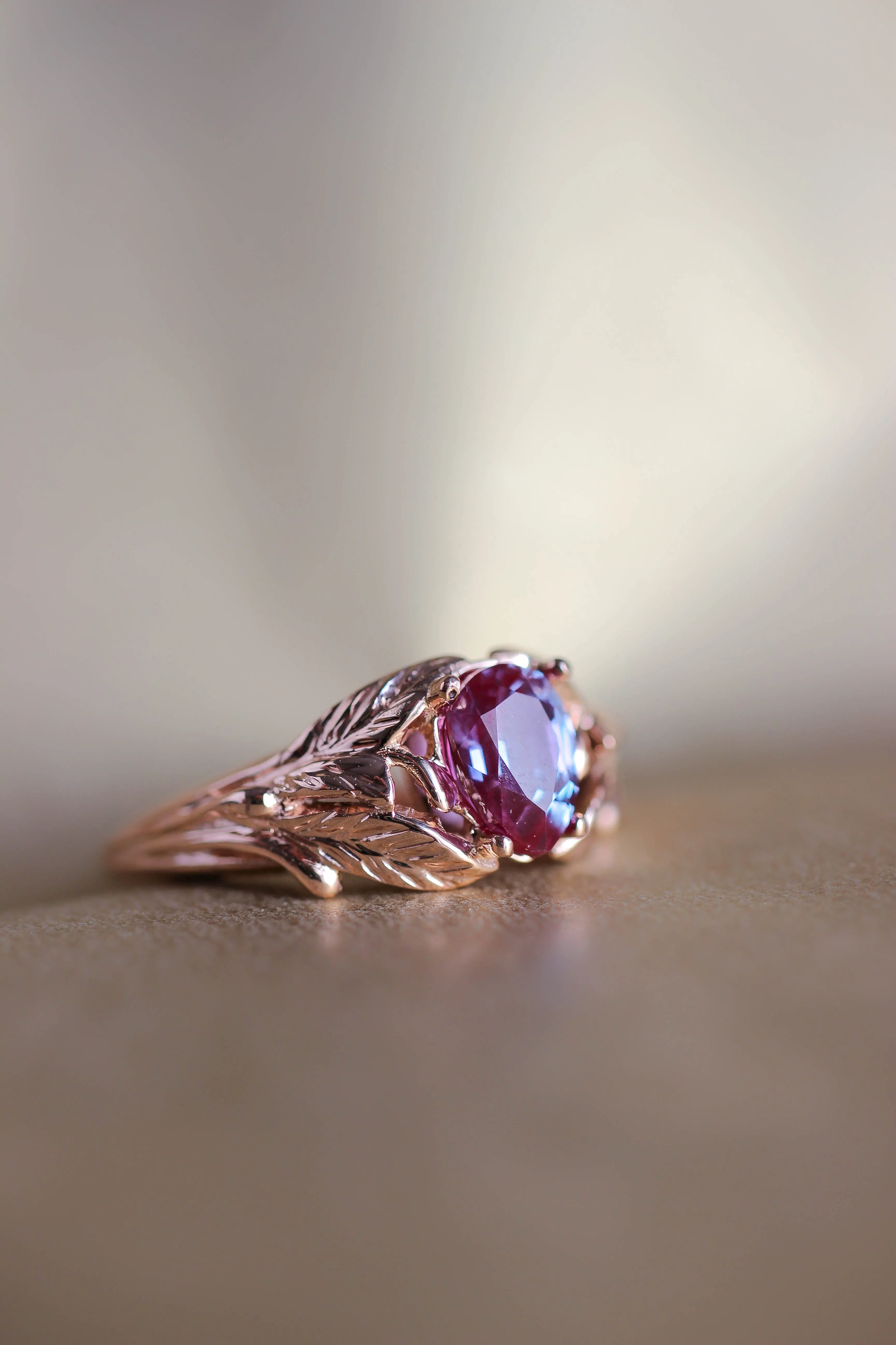 Alexandrite engagement ring, rose gold / Wisteria