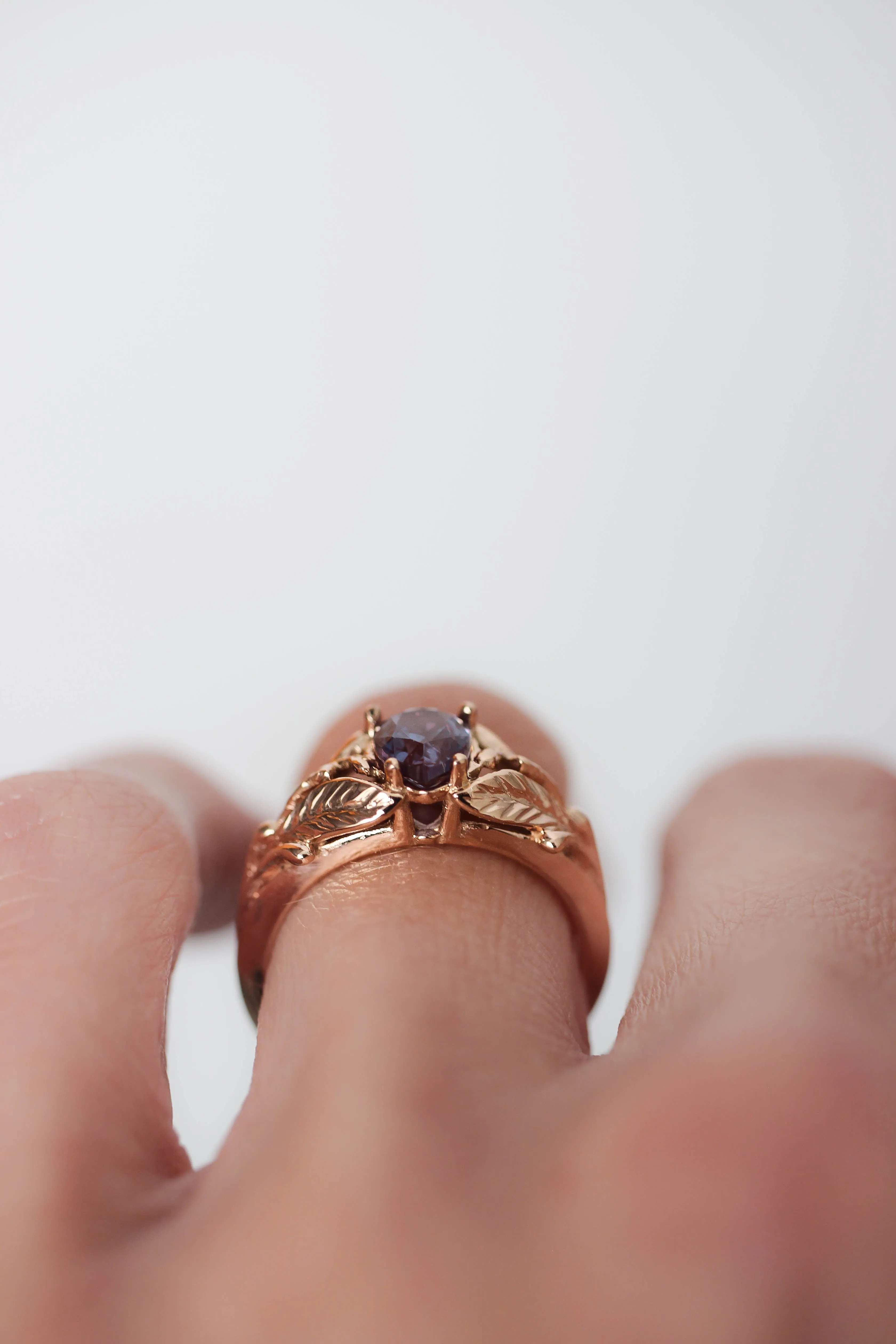 Alexandrite engagement ring, rose gold / Wisteria