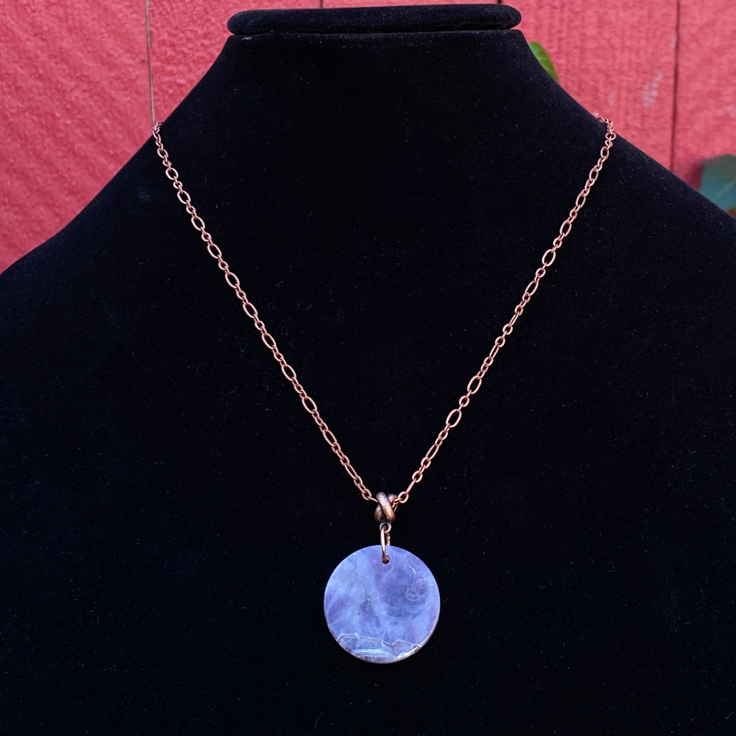 Amethyst Full Moon Necklace on Copper Chain