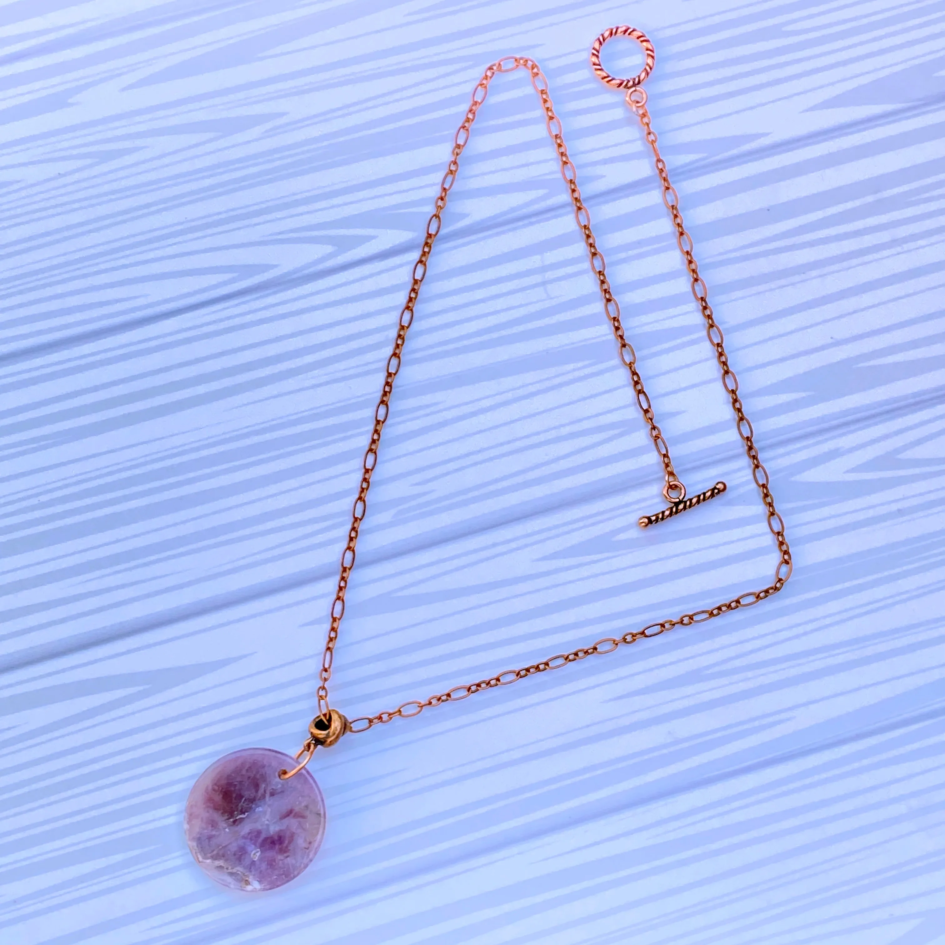 Amethyst Full Moon Necklace on Copper Chain