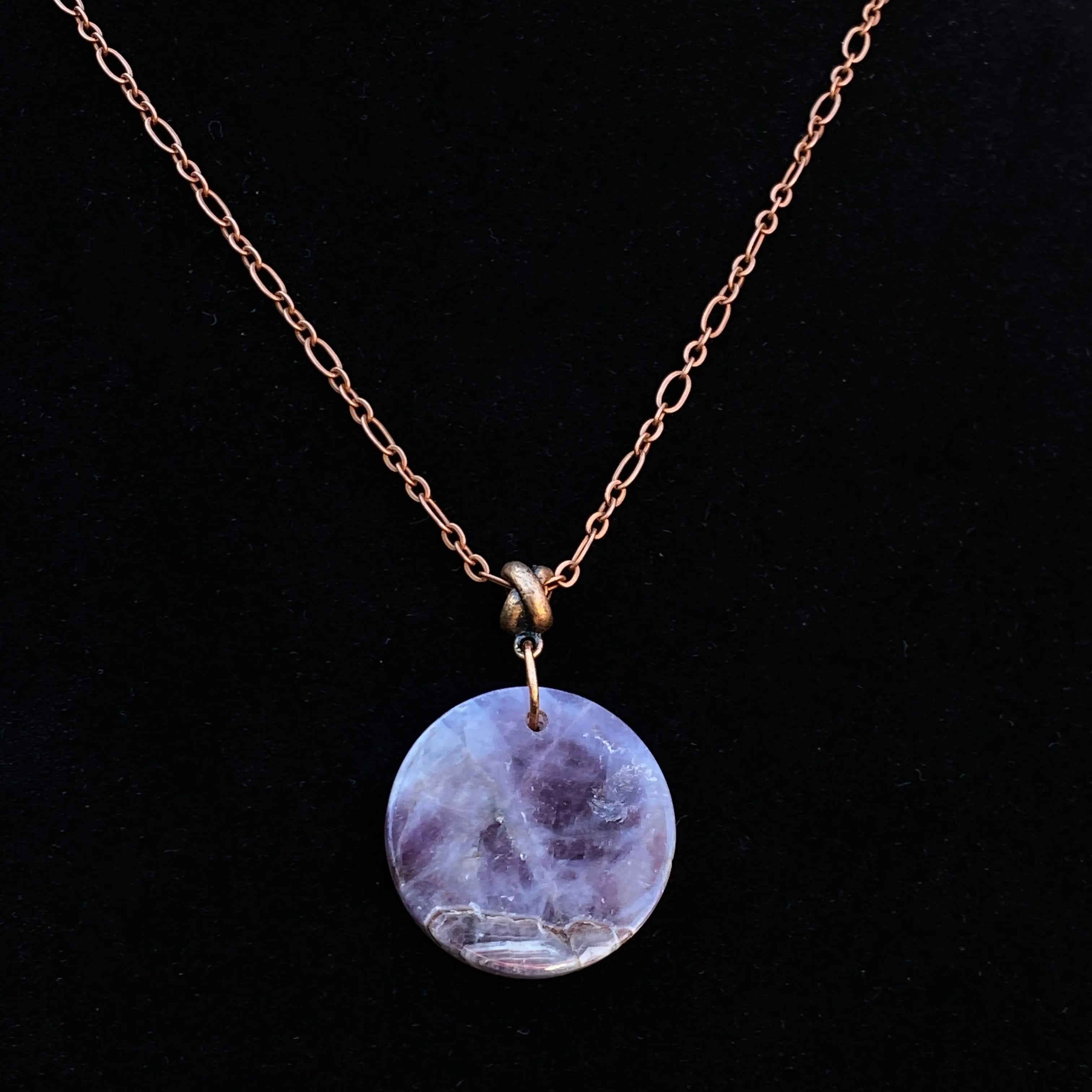 Amethyst Full Moon Necklace on Copper Chain