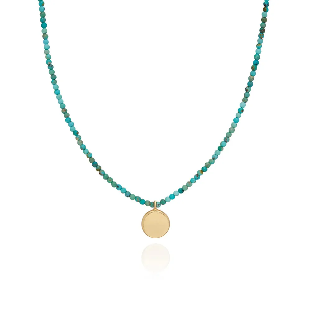 Anna Beck Delicate Beaded Turquoise Circle Pendant Necklace